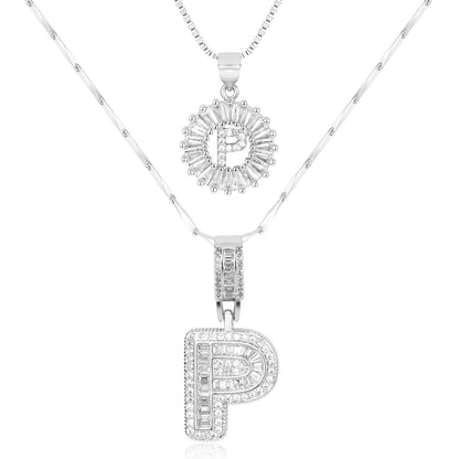 Set de 2 Collares con Inicial y Brillo