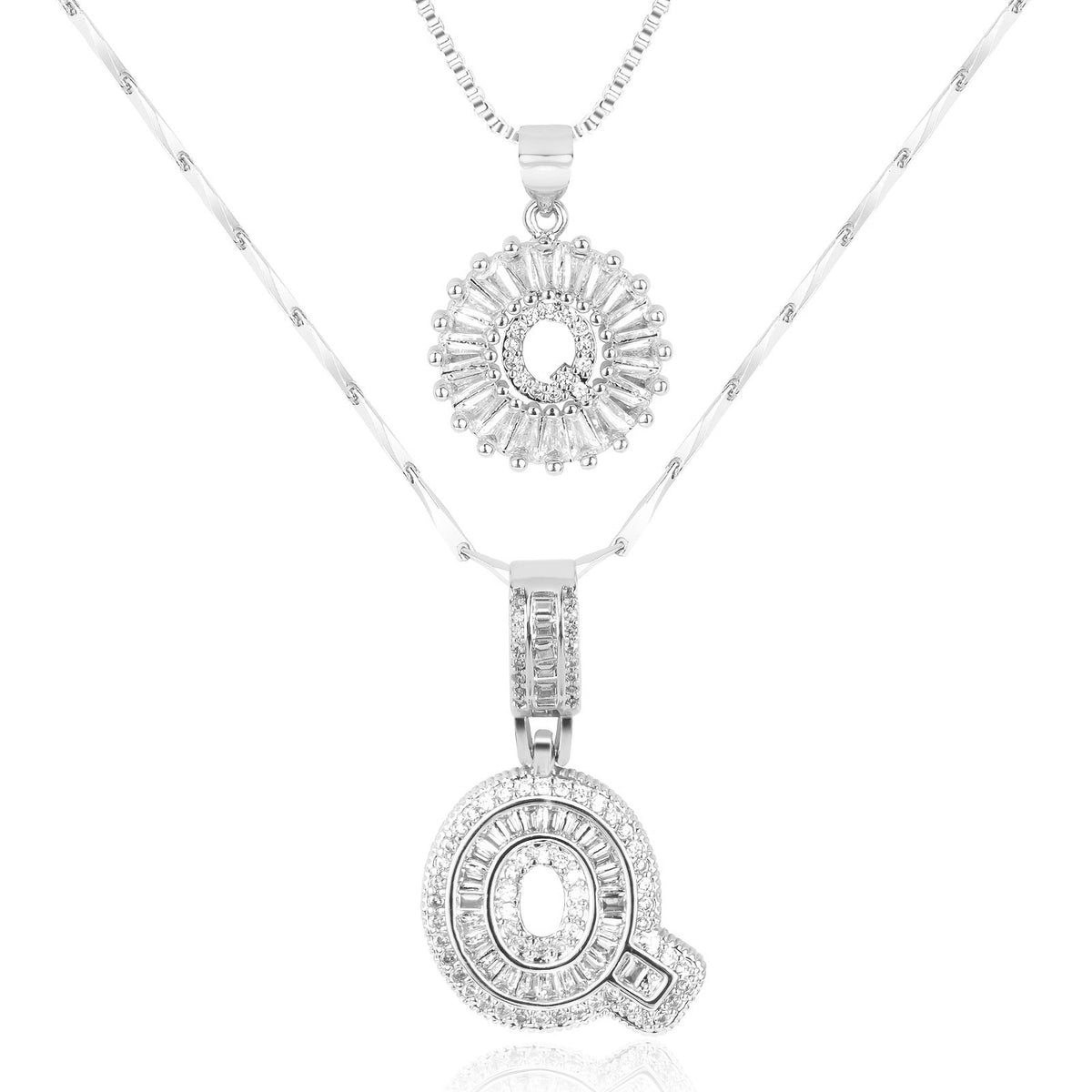 Set de 2 Collares con Inicial y Brillo