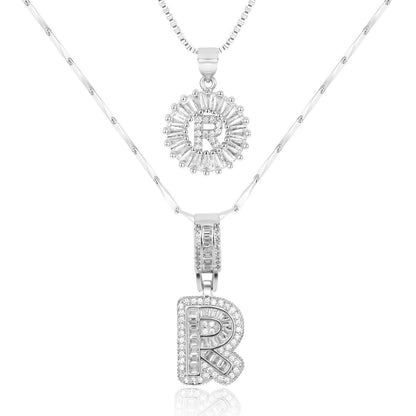 Set de 2 Collares con Inicial y Brillo