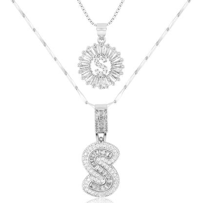 Set de 2 Collares con Inicial y Brillo
