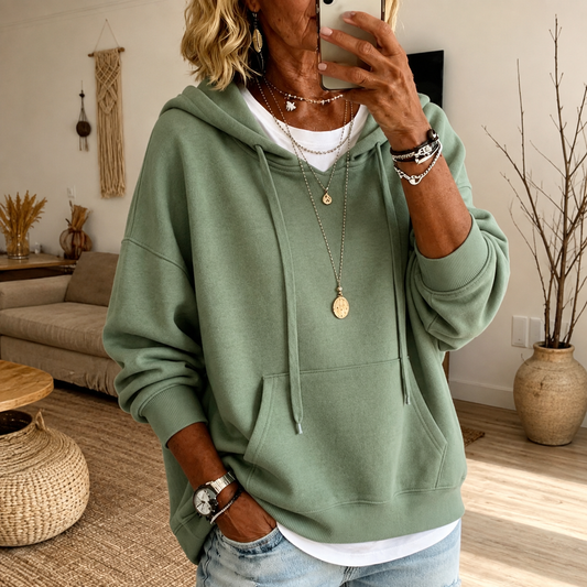 Amandine | Jersey oversize con capucha verde salvia