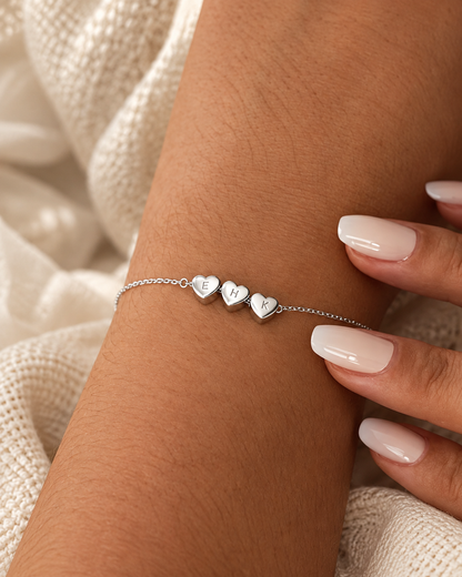 Pulsera Personalizada de Encanto de Corazón Inicial 3D Pequeño