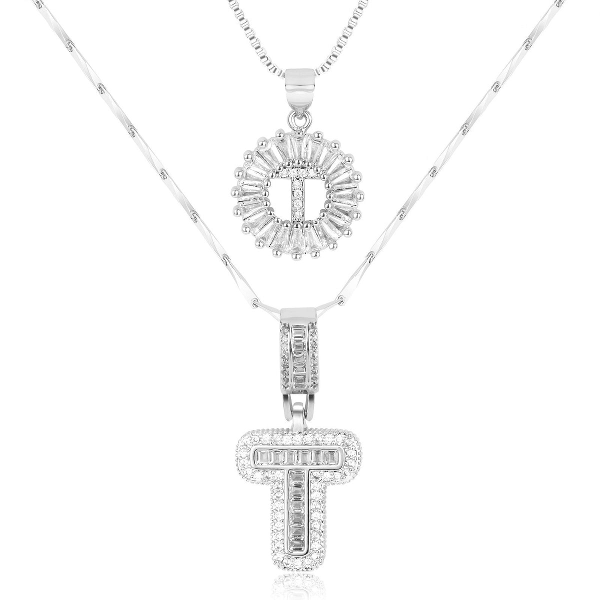 Set de 2 Collares con Inicial y Brillo