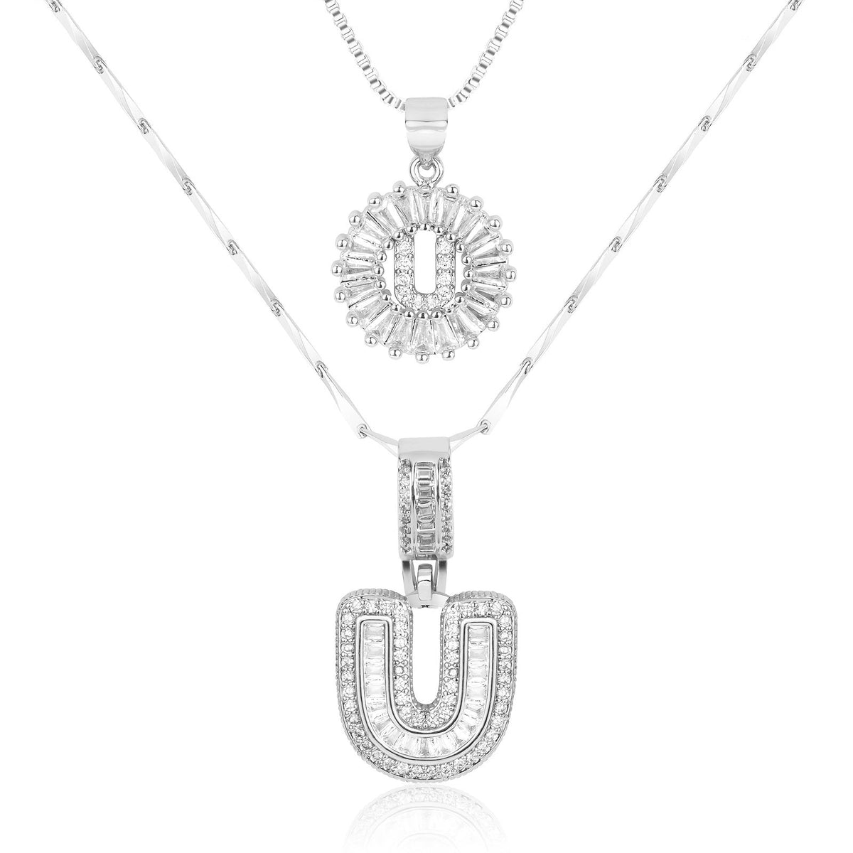 Set de 2 Collares con Inicial y Brillo