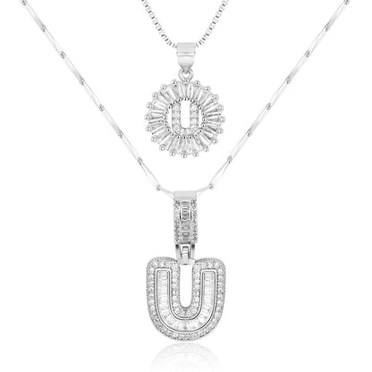 Set de 2 Collares con Inicial y Brillo