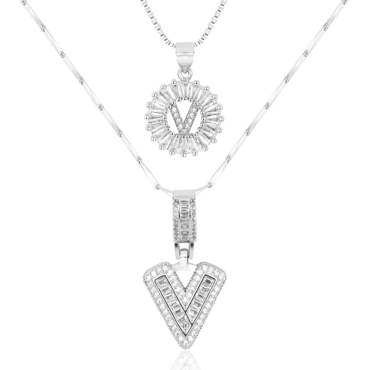 Set de 2 Collares con Inicial y Brillo