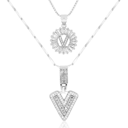 Set de 2 Collares con Inicial y Brillo
