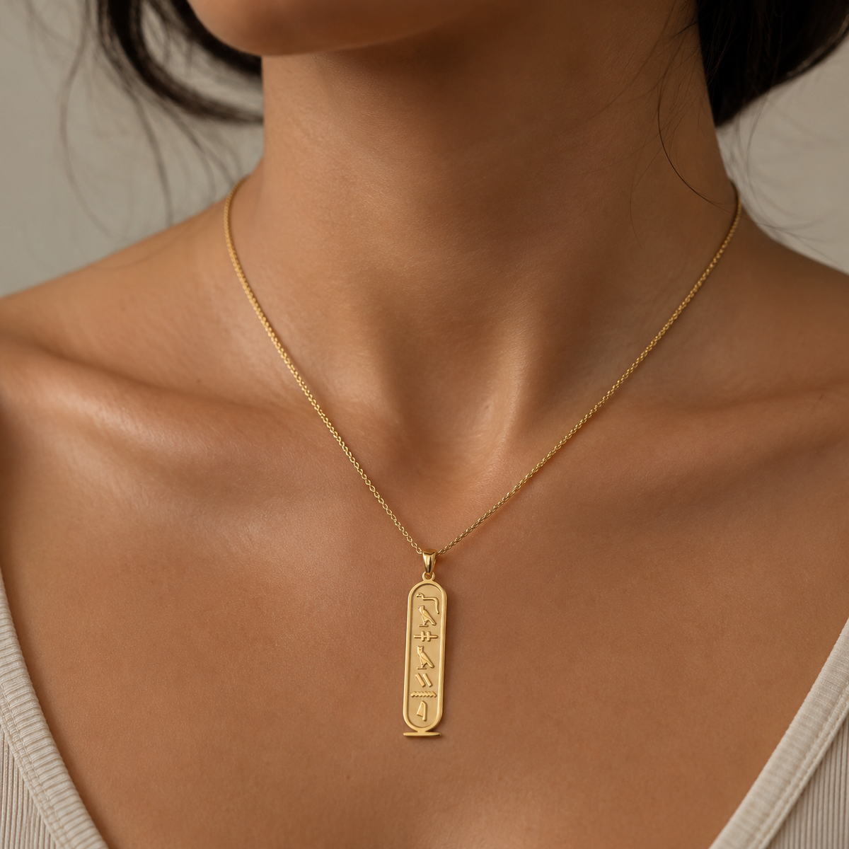Collar Cartucho Egipcio con Jeroglíficos, Personalizado con Tu Nombre