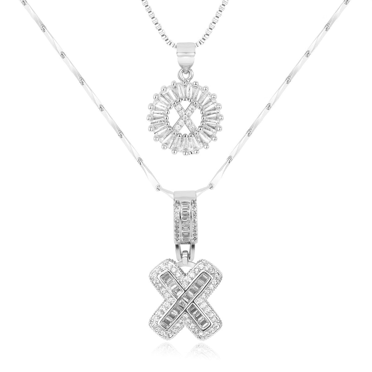 Set de 2 Collares con Inicial y Brillo