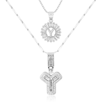 Set de 2 Collares con Inicial y Brillo