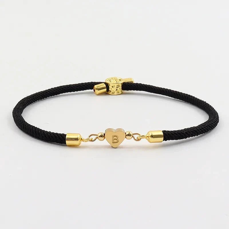 Pulsera Ajustable con Inicial en Forma de Corazón