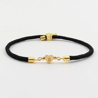 Pulsera Ajustable con Inicial en Forma de Corazón