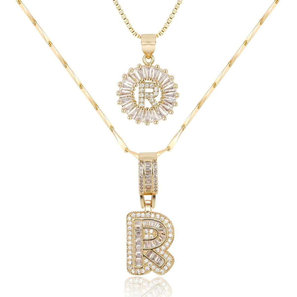 Set de 2 Collares con Inicial y Brillo