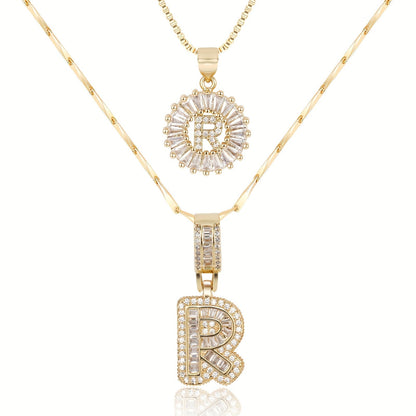 Set de 2 Collares con Inicial y Brillo