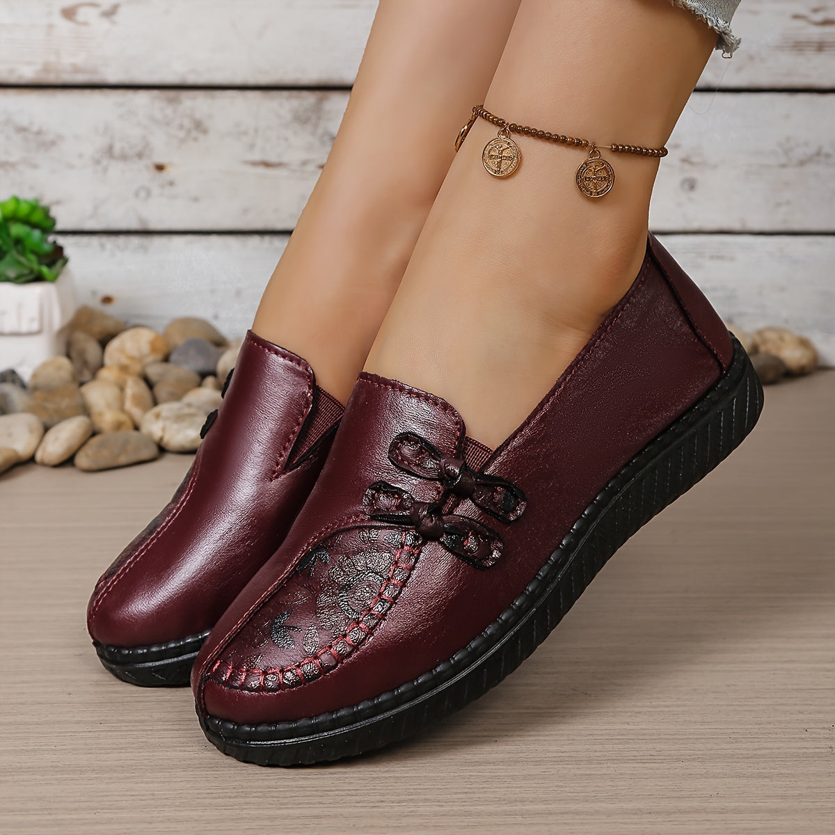 Carmen™ | Mocasines de Piel Confort con Bordado Floral