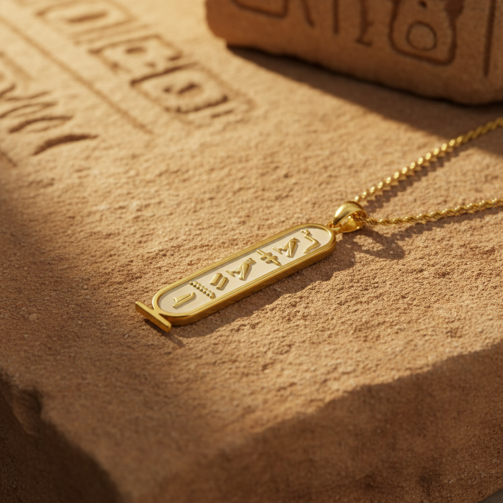 Collar Cartucho Egipcio con Jeroglíficos, Personalizado con Tu Nombre
