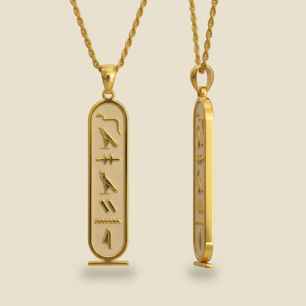 Collar Cartucho Egipcio con Jeroglíficos, Personalizado con Tu Nombre