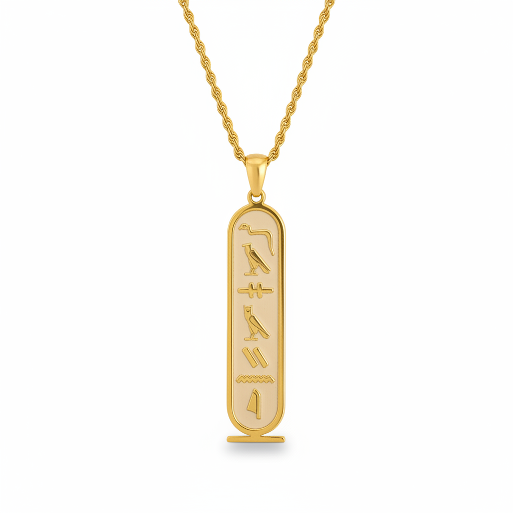 Collar Cartucho Egipcio con Jeroglíficos, Personalizado con Tu Nombre