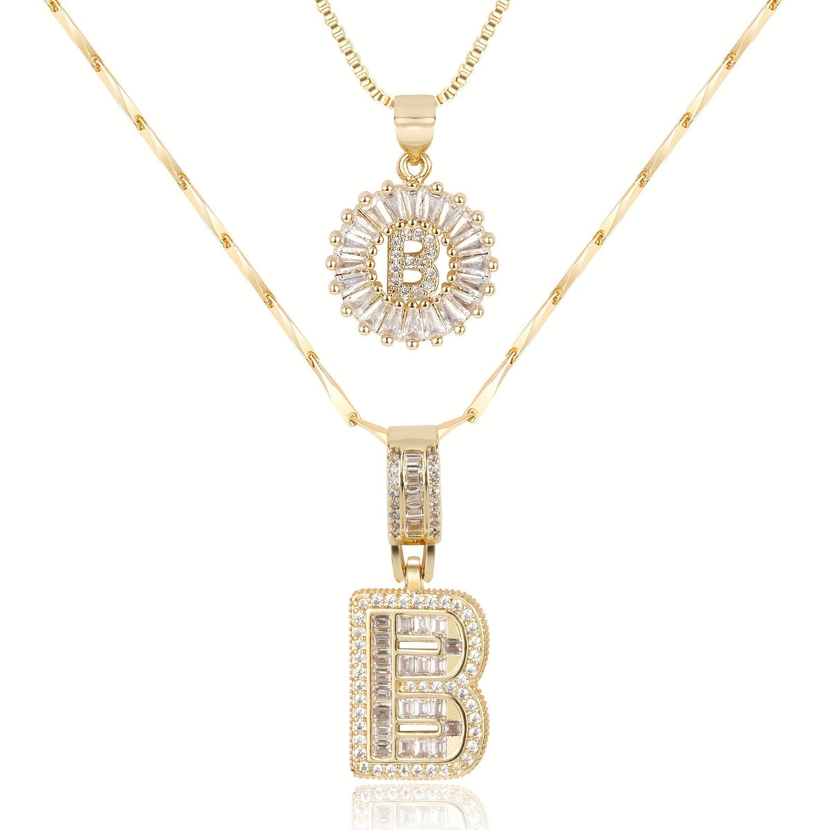 Set de 2 Collares con Inicial y Brillo