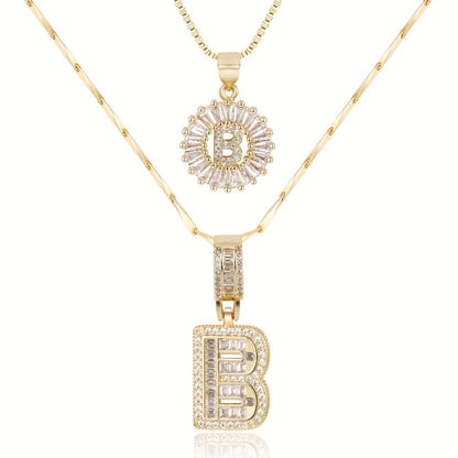 Set de 2 Collares con Inicial y Brillo