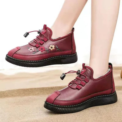 Inés™ | Zapatillas de Piel Forradas con Cordones Elásticos
