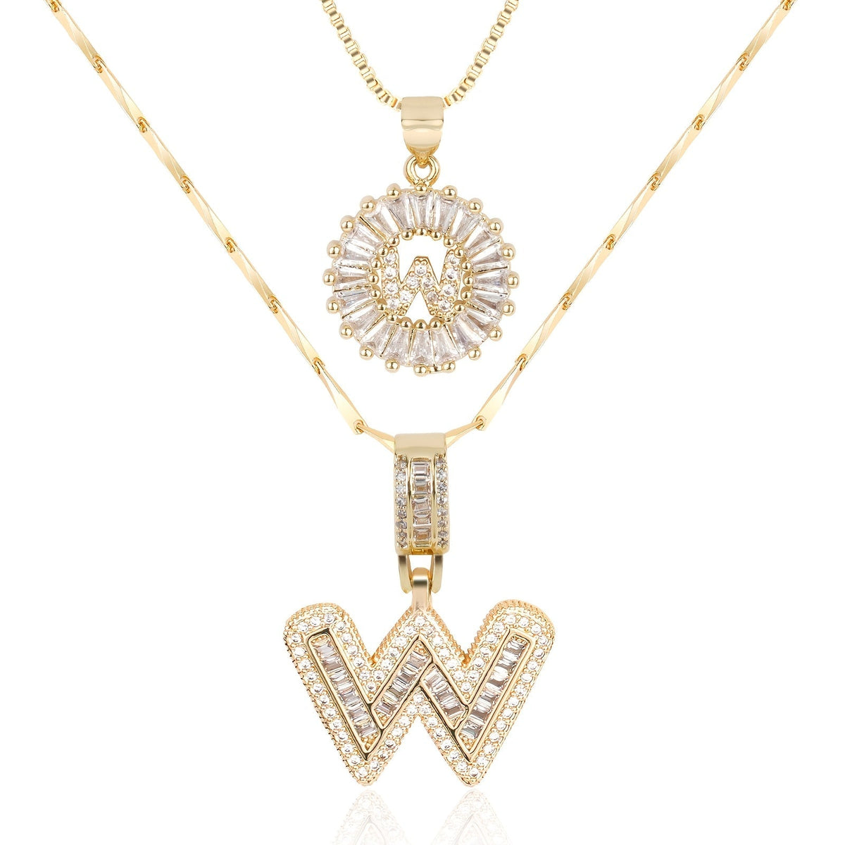 Set de 2 Collares con Inicial y Brillo