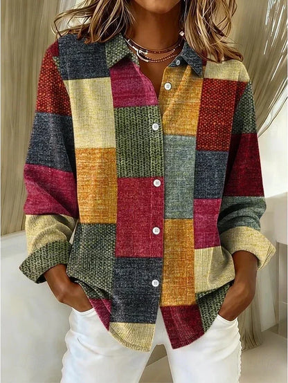 Merritt | Blusa vintage de patchwork con botones