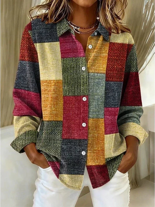 Merritt | Blusa vintage de patchwork con botones