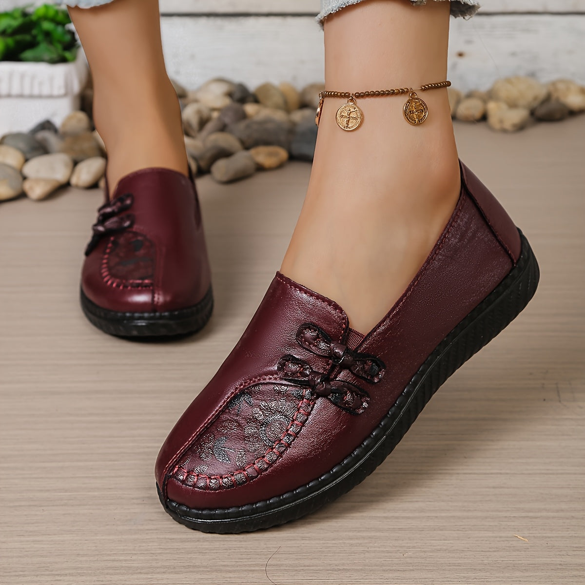 Carmen™ | Mocasines de Piel Confort con Bordado Floral