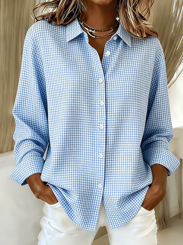 Hillrose | Blusa holgada de cuadros vichy con botones
