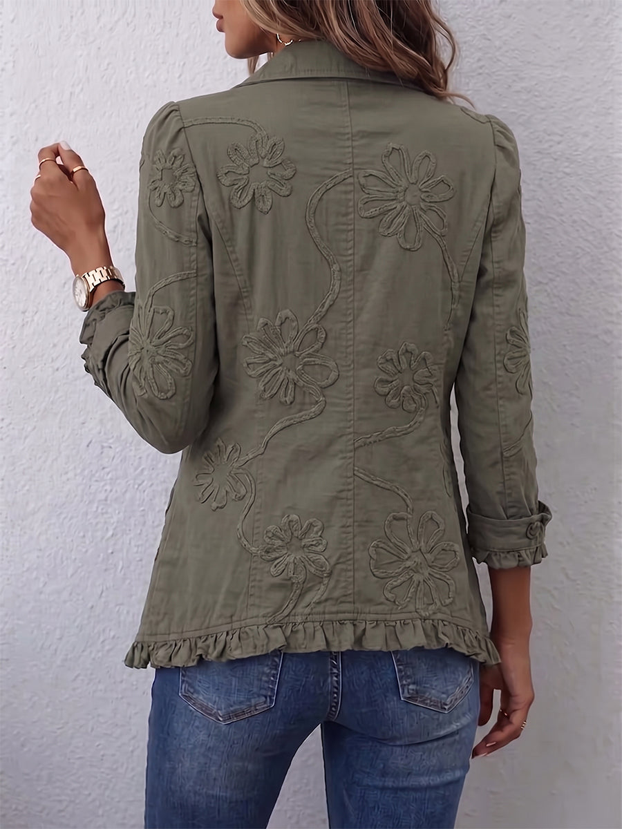Faustine | Chaqueta Utilitaria Bordada Floral Bohemia