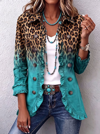 Cassandre | Blazer Leopardo Degradado con Volantes
