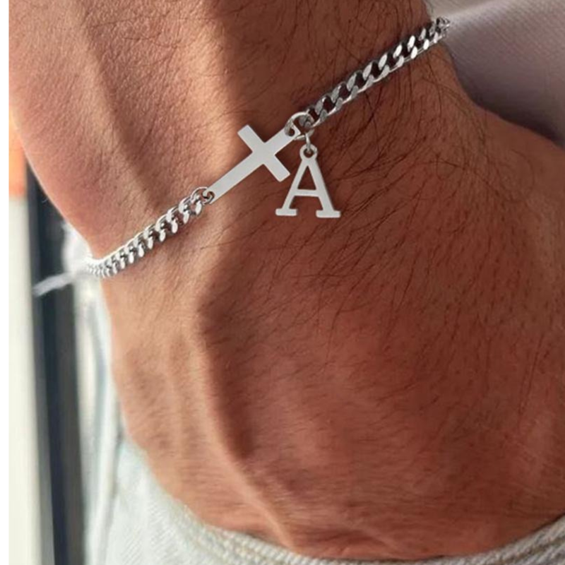 Pulsera con Inicial y Cruz