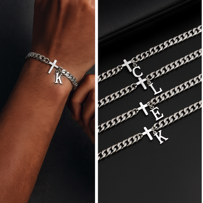 Pulsera con Inicial y Cruz