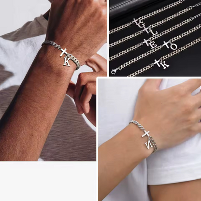Pulsera con Inicial y Cruz