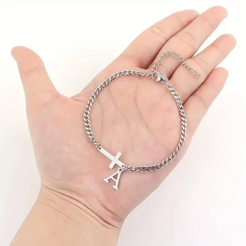 Pulsera con Inicial y Cruz