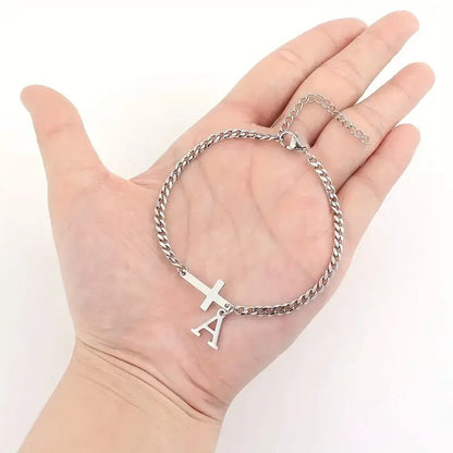 Pulsera con Inicial y Cruz