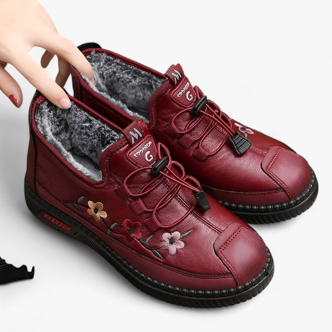 Inés™ | Zapatillas de Piel Forradas con Cordones Elásticos