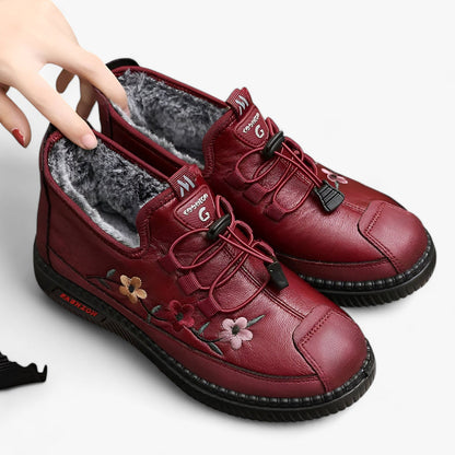 Inés™ | Zapatillas de Piel Forradas con Cordones Elásticos