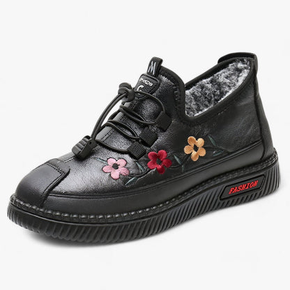 Inés™ | Zapatillas de Piel Forradas con Cordones Elásticos