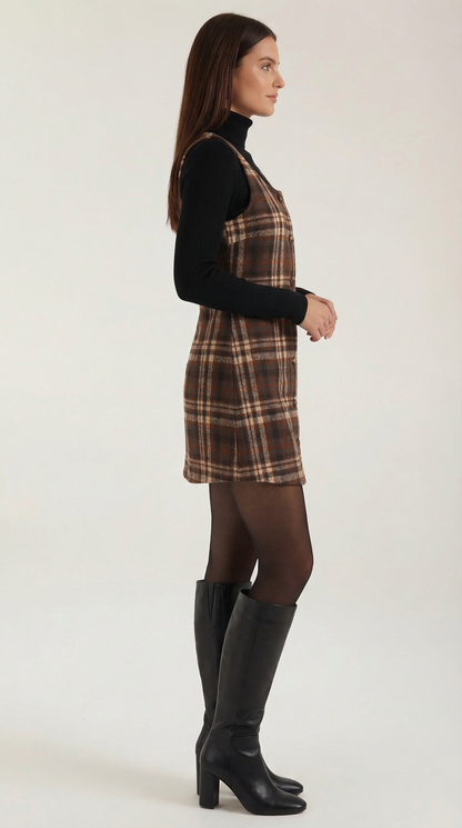 Annette | Vestido Mini de Cuadros Línea A