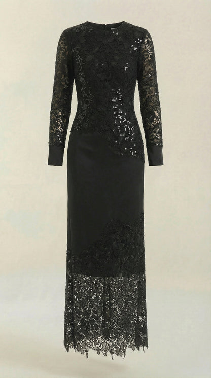Elise | Vestido Maxi con Lentejuelas y Encaje