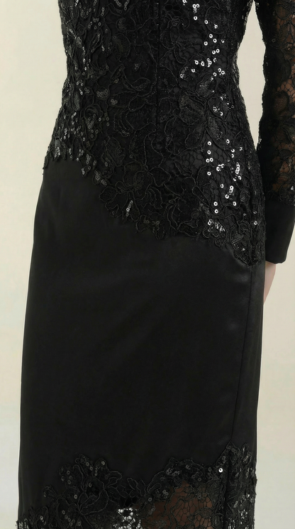 Elise | Vestido Maxi con Lentejuelas y Encaje