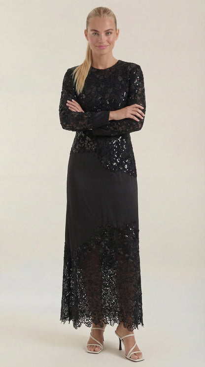 Elise | Vestido Maxi con Lentejuelas y Encaje