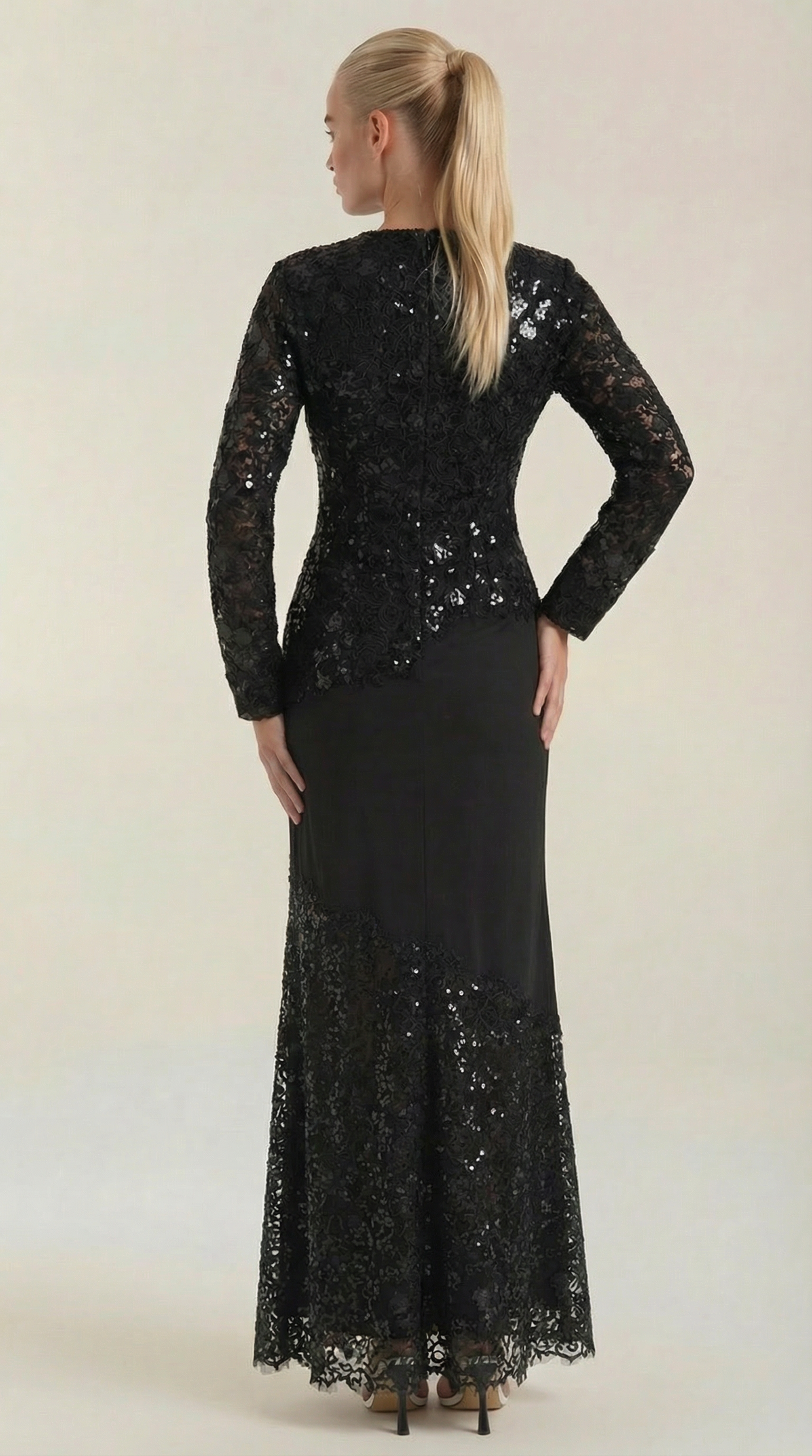 Elise | Vestido Maxi con Lentejuelas y Encaje