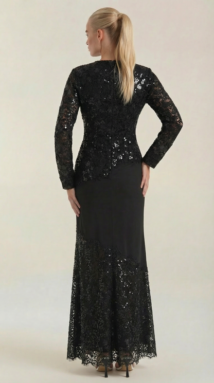 Elise | Vestido Maxi con Lentejuelas y Encaje