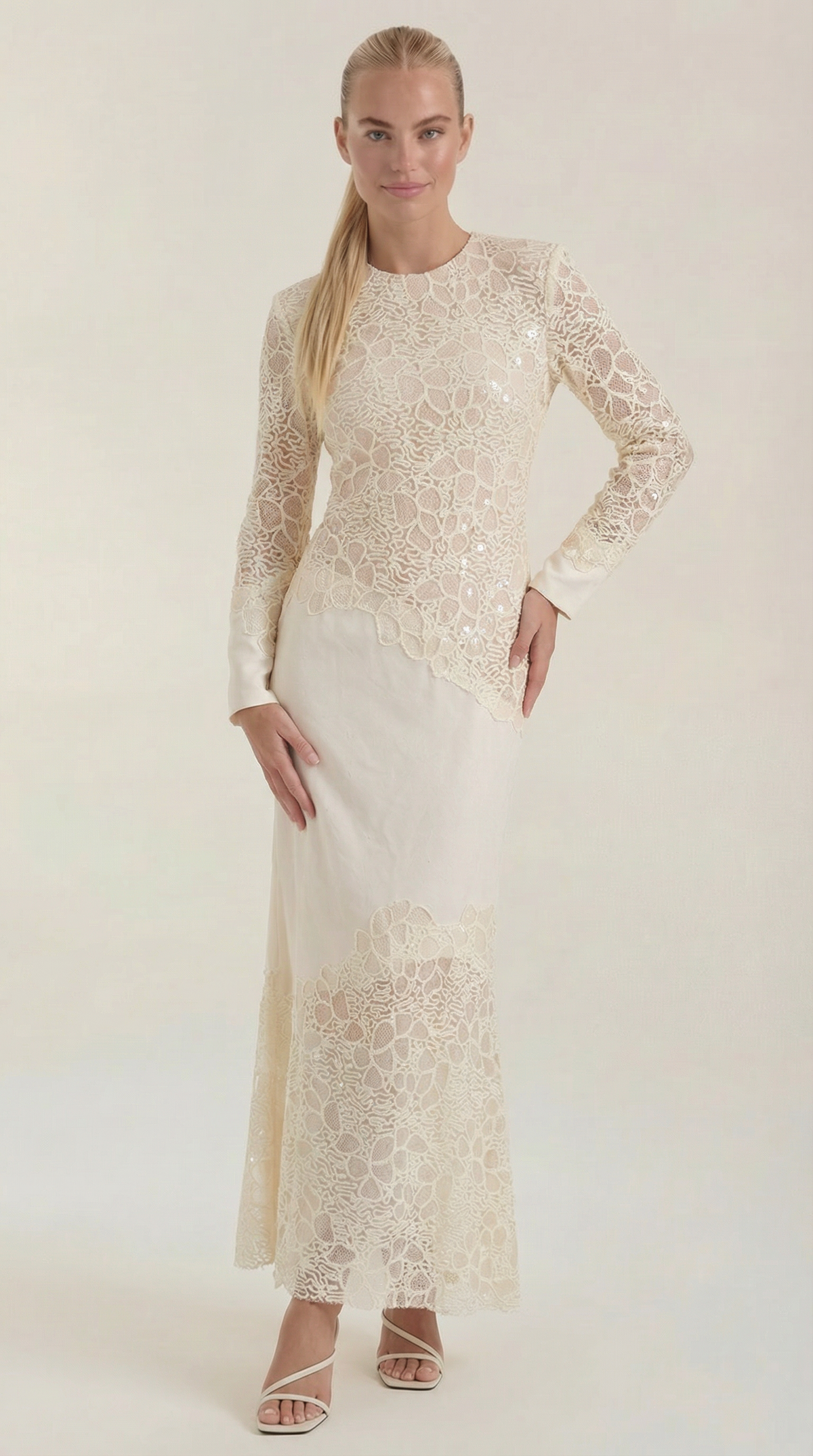 Elise | Vestido Maxi con Lentejuelas y Encaje