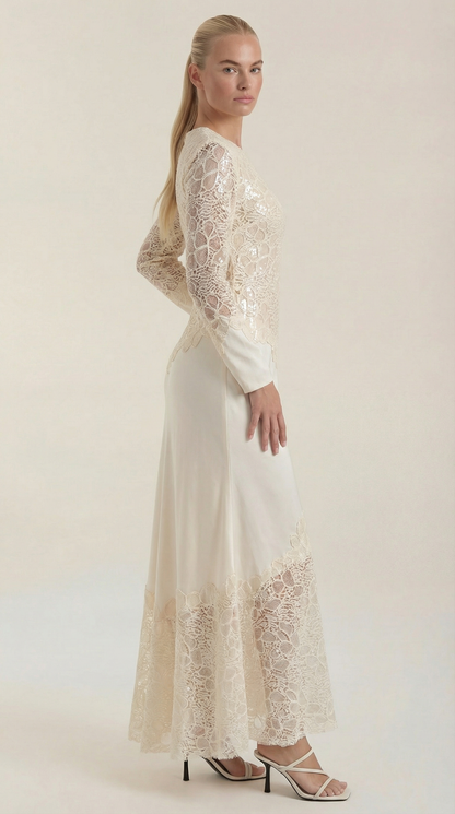 Elise | Vestido Maxi con Lentejuelas y Encaje