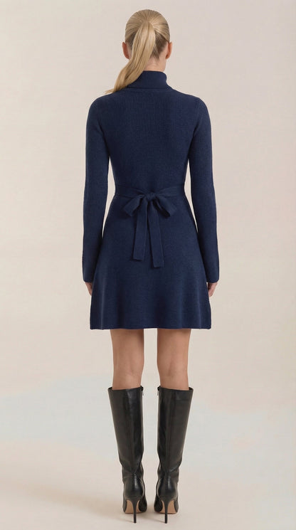 Geneva | Vestido Mini de Punto con Cuello Alto
