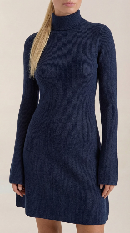 Geneva | Vestido Mini de Punto con Cuello Alto
